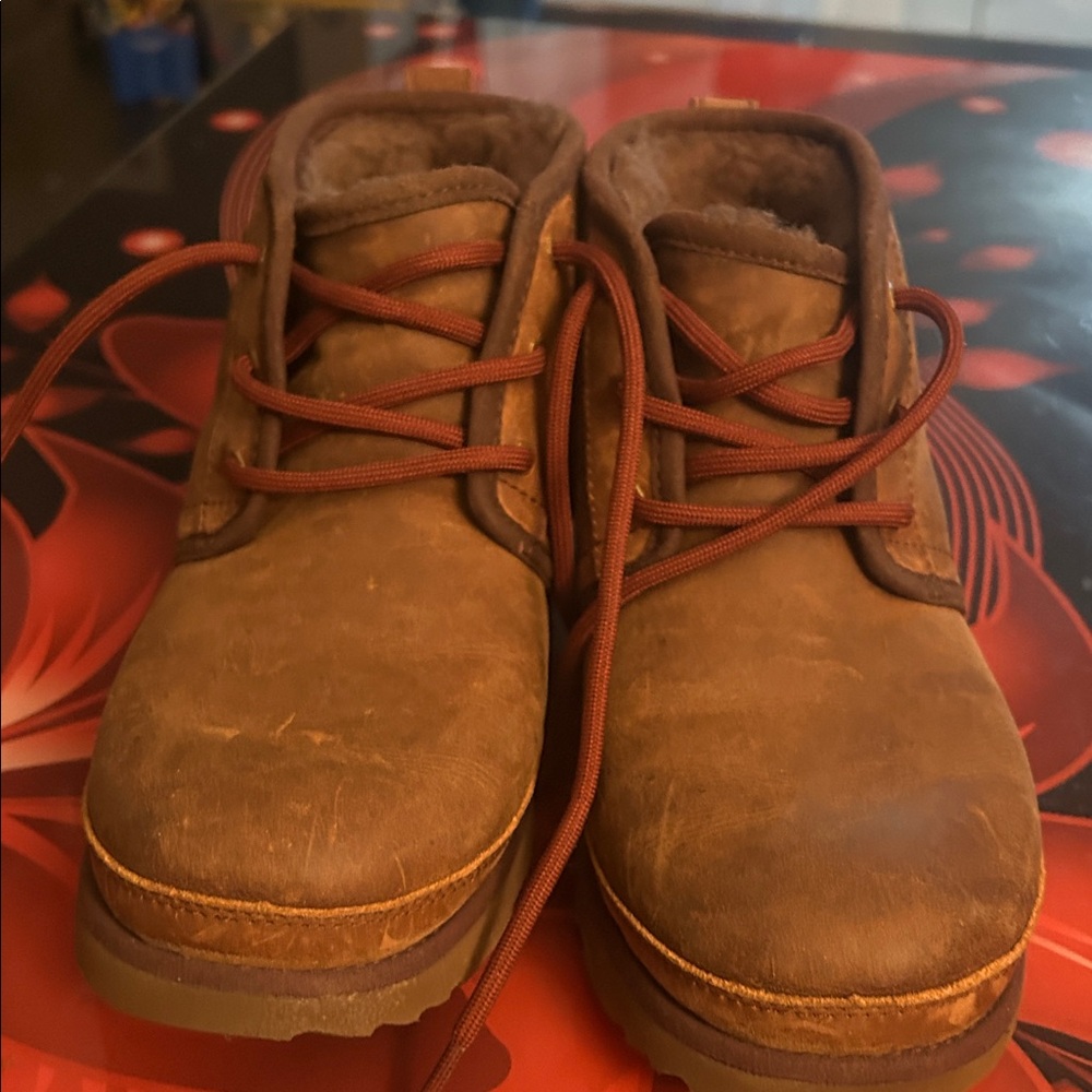 UGG Men's Tan Leather Boots - Picture 3 of 5